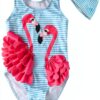 Flamingo Stripe Baby Girl Swimsuit UPF50 Nylon Spandex-0
