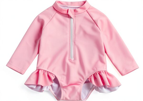 Baby Girl Swimsuit Long Sleeve Rash Guard Sun Protection-0