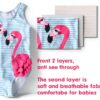 Flamingo Stripe Baby Girl Swimsuit UPF50 Nylon Spandex-1
