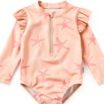 Gerber Baby Girls UPF 50 Swimwear Pink Starfish Design-0