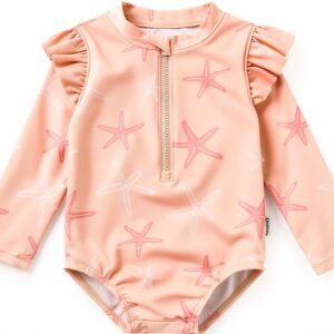 Gerber Baby Girls UPF 50 Swimwear Pink Starfish Design-0
