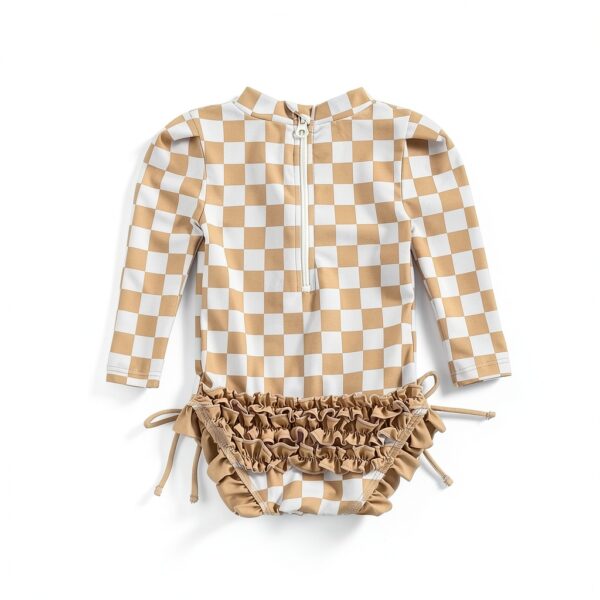 Yccutest Baby Girl Swimsuit Long Sleeve Rash Guard One Piece-5