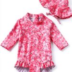 Baby Girl One Piece Swimsuits Polyester Spandex Rash Guard-0