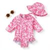 Baby Girl One Piece Swimsuits Polyester Spandex Rash Guard-1