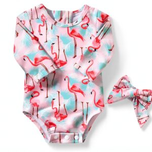 Aalizzwell Baby Girls Long Sleeve Swimsuit Polyester Spandex-0