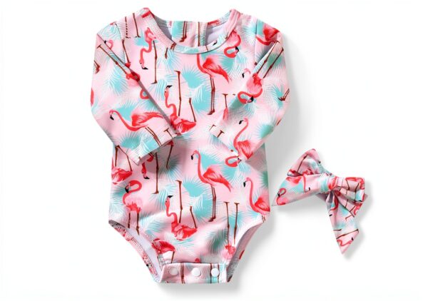 Aalizzwell Baby Girls Long Sleeve Swimsuit Polyester Spandex-0