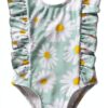 Baby Girl One Piece Swimsuit Quick Dry Fabric Ruffles Design-0