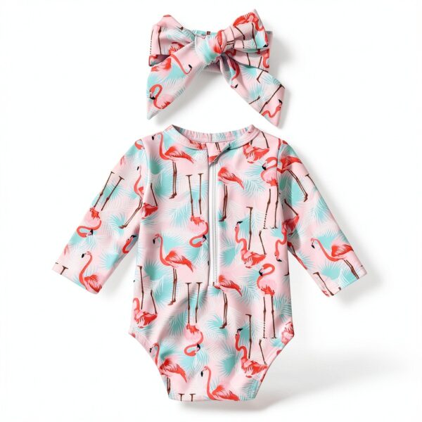 Aalizzwell Baby Girls Long Sleeve Swimsuit Polyester Spandex-2