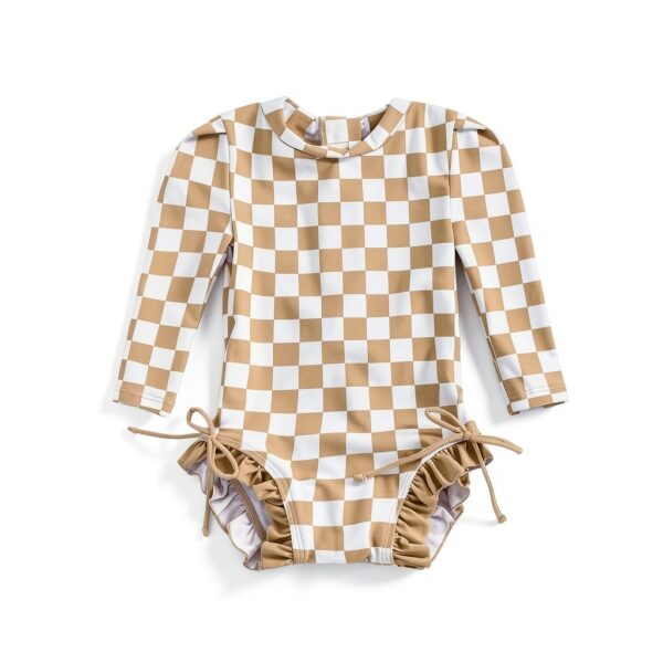 Yccutest Baby Girl Swimsuit Long Sleeve Rash Guard One Piece-6