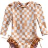 Yccutest Baby Girl Swimsuit Long Sleeve Rash Guard One Piece-0