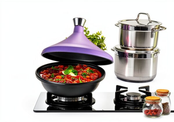 Bruntmor Cast Iron Tagine Pot Kitchen Cookware-3