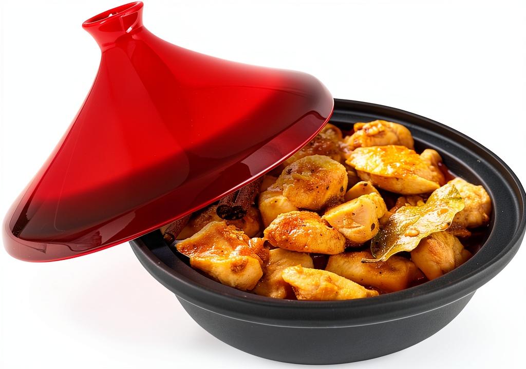 Installing Enameled Cast Iron Moroccan Tagine by Potted Pans on a wooden kitchen countertop