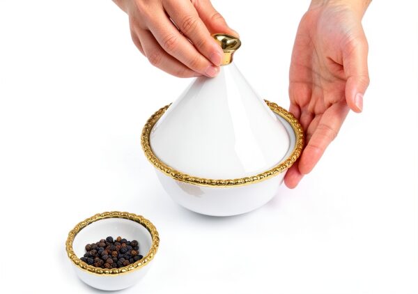 Pampa Bay Titanium-Plated Tagine 5-Inch with Porcelain Lid – Oven &-5