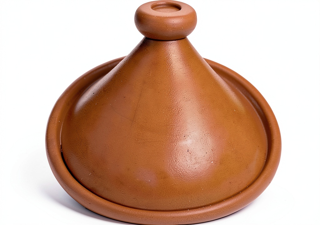 Clay tagine on a stovetop with simmering stew