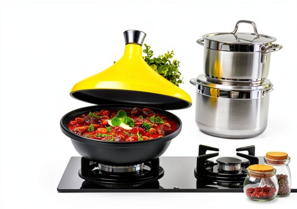 Bruntmor Cast Iron Tagine Pot Kitchen Cookware-3