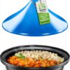 Tagine Pot NutriChef 2.75 Quart Cast Iron Enamel Blue-0