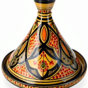 Tagine 8 Inch Yellow Hand Painted Serving Tagine Treasures of Morocco-0