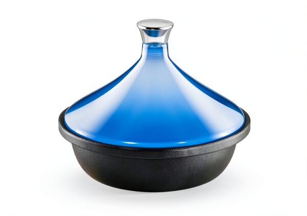 Tagine Pot NutriChef 2.75 Quart Cast Iron Enamel Blue-2
