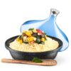 Tagine Pot NutriChef 2.75 Quart Cast Iron Enamel Blue-6