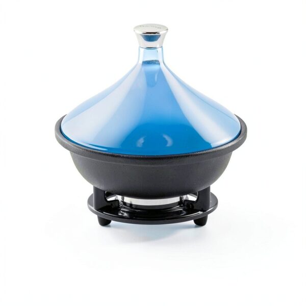 Tagine Pot NutriChef 2.75 Quart Cast Iron Enamel Blue-4