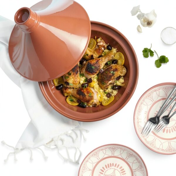 Tagine Sur La Table Glazed Terracotta Tagine with Lid 13x13x7.5 inches-2