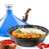 Tagine Pot NutriChef 2.75 Quart Cast Iron Enamel Blue-7