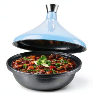 Moroccan Tagine Pot Bruntmor Cast Iron 12 inch with Lightweight Lid-0
