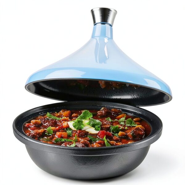 Moroccan Tagine Pot Bruntmor Cast Iron 12 inch with Lightweight Lid-0