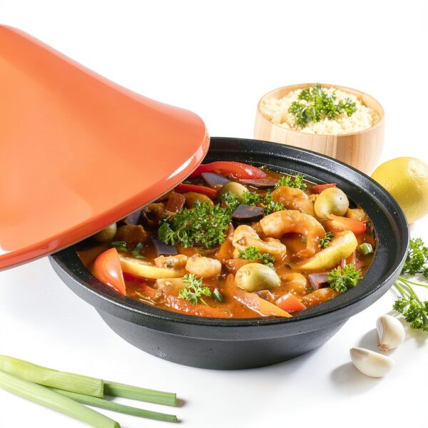 Moroccan Tagine Pot CIT-447 4-Quart Ceramic Lid Cast Iron-7
