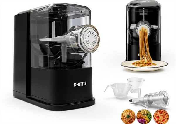 Electric Pasta Machine PHITTIS Automatic 8-Disc Pasta Maker Black-0