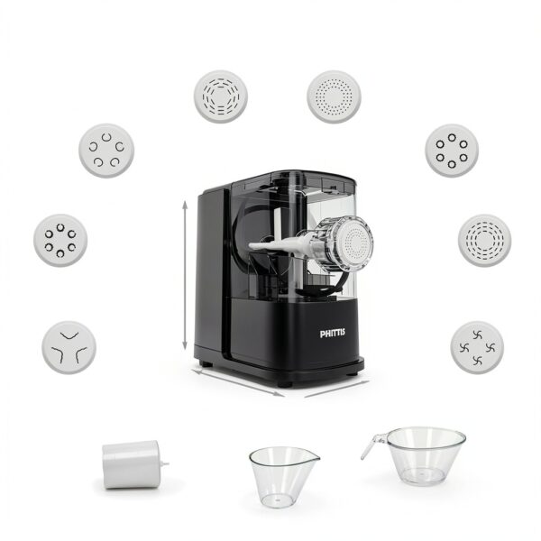 Electric Pasta Machine PHITTIS Automatic 8-Disc Pasta Maker Black-2