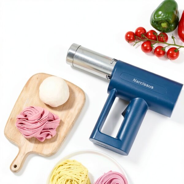 Narcissus Electric Pasta Maker, 3 in 1 Handheld Pasta Maker Machine, 4000mAh Larger Battery, Cordless for Portable Design, Automatic Dough Press, Blue, Include a Cleaning Brush-3