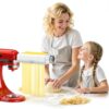 Pasta Maker Attachment for Kitchenaid/ Cuisinart Mixers, Noodle Maker 3 in 1 Set of Pasta Roller Fettuccine Cutter Spaghetti Cutter and Cleaning Brush, Electric Pasta Makers White-5
