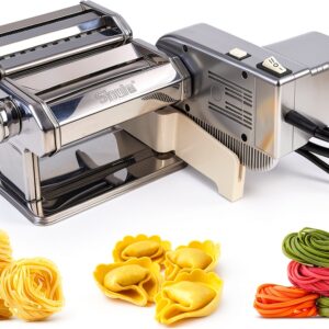 Shule Electric Pasta Maker with Motor Automatic Pasta Machine, Silver-0
