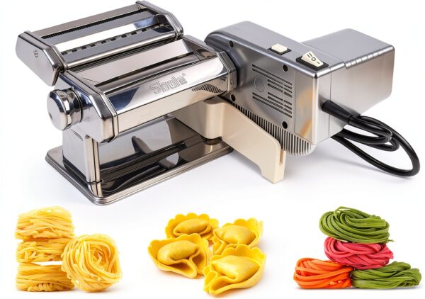 Shule Electric Pasta Maker with Motor Automatic Pasta Machine, Silver-0