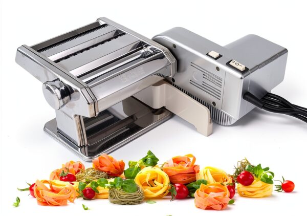Shule Electric Pasta Maker Machine with Motor Set Stainless Steel Pasta Roller Machine Silver-0
