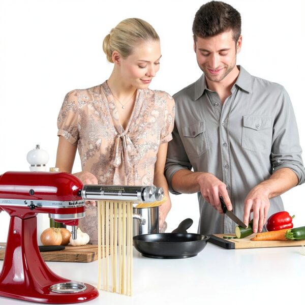 Pasta Maker Attachment for KitchenAid Stand Mixers, 3-in-1 Stainless Steel Pasta Roller & Cutter Set with Spaghetti and Fettuccine Blades, Includes 1 Metal Knob Screw Replacement-3