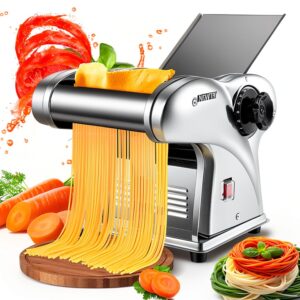 NEWTRY Electric Pasta Maker Noodle Maker Pasta Making Machine Dough Roller Cutter Thickness Adjustable Stainless Steel US 110V for Family Use 3 Blades Type-0