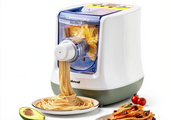 CGOLDENWALL Automatic Pasta Maker Machine Electric, Digital Control with 12 Shape Discs for Homemade Noodles, Spaghetti, Fettucine and Penne, Up to 650g Flour, White, 260w (110V, US Plug)-0