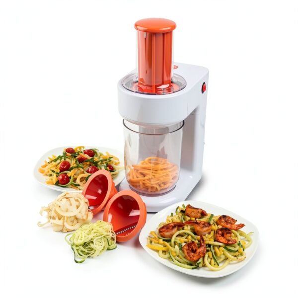 MasterChef Electric Spiralizer- 3-in-1 Vegetable Noodle Pasta Maker- Homemade Low Carb, Keto, Vegan, Gluten Free- Zoodle Zucchini Veggie Slicer & XL Hopper, FREE Recipes- Quick Healthy Meal Prep Gift-1