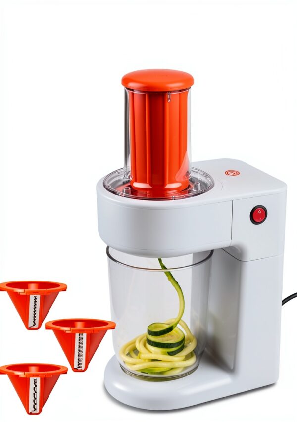 MasterChef Electric Spiralizer- 3-in-1 Vegetable Noodle Pasta Maker- Homemade Low Carb, Keto, Vegan, Gluten Free- Zoodle Zucchini Veggie Slicer & XL Hopper, FREE Recipes- Quick Healthy Meal Prep Gift-0