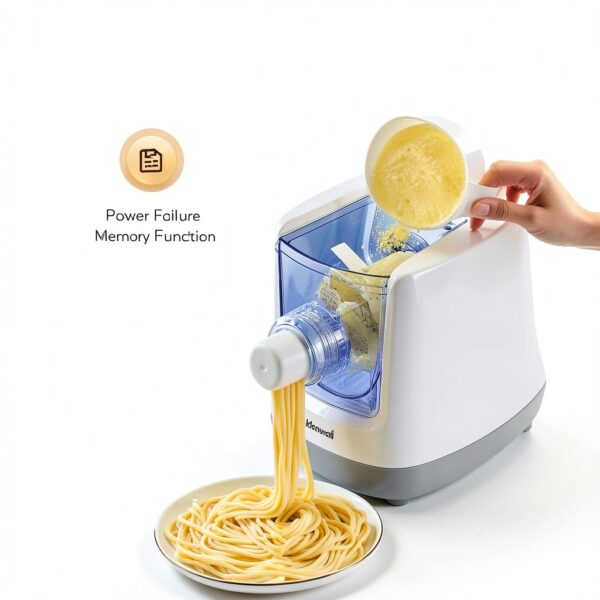 CGOLDENWALL Automatic Pasta Maker Machine Electric, Digital Control with 12 Shape Discs for Homemade Noodles, Spaghetti, Fettucine and Penne, Up to 650g Flour, White, 260w (110V, US Plug)-5
