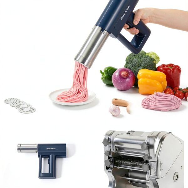 Narcissus Electric Pasta Maker, 3 in 1 Handheld Pasta Maker Machine, 4000mAh Larger Battery, Cordless for Portable Design, Automatic Dough Press, Blue, Include a Cleaning Brush-4