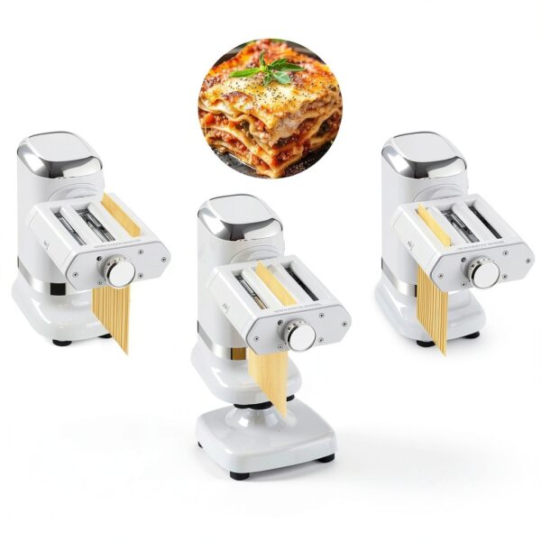 GVODE Electric Pasta Maker - 3-in-1 Pasta Sheet Roller & Cutter Set 700W Max Motor, includes Fettuccine & Spaghetti Maker with Cleaning Brush, White-1