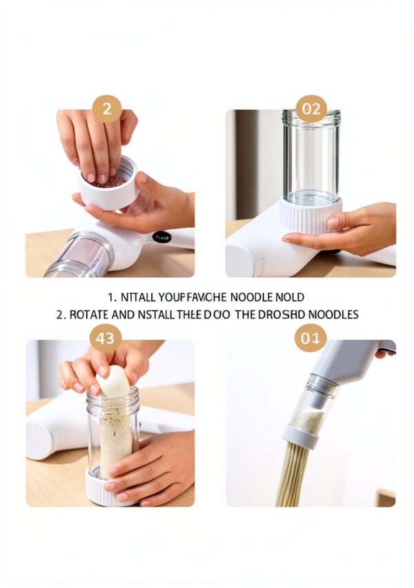 Handheld Electric Noodle Machine, Portable Italian Noodle Making Machine With Mold And Cutting Tools, 6-In-1 Cordless Noodle Machine, Automatic Dough Pressing Machine With Cleaning Brush - White-7
